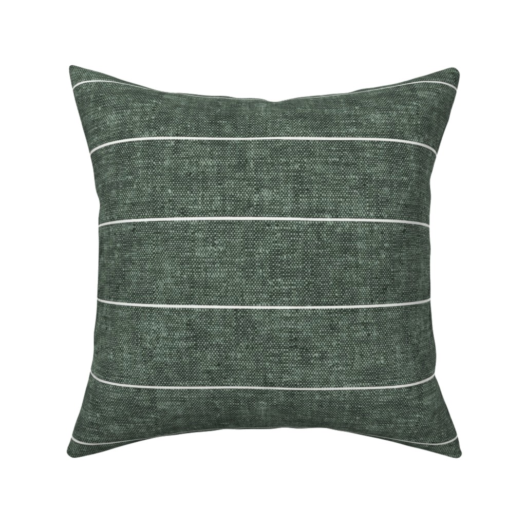 Farmhouse Stripes - Restoration Green Pillow, Woven, White, 16x16, Double Sided, Green, Classic Green