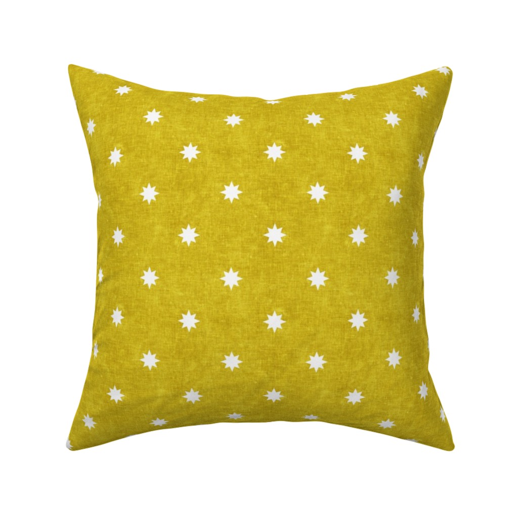 Vintage Stars Pillow, Woven, White, 16x16, Double Sided, Yellow, Chartreuse