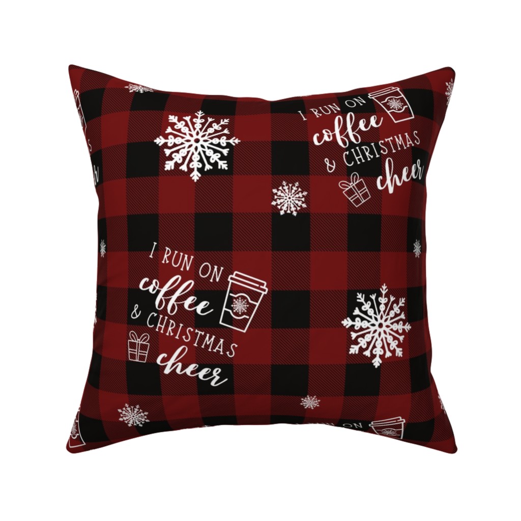 Coffee and Christmas Cheer Pillow, Woven, White, 16x16, Double Sided, Red