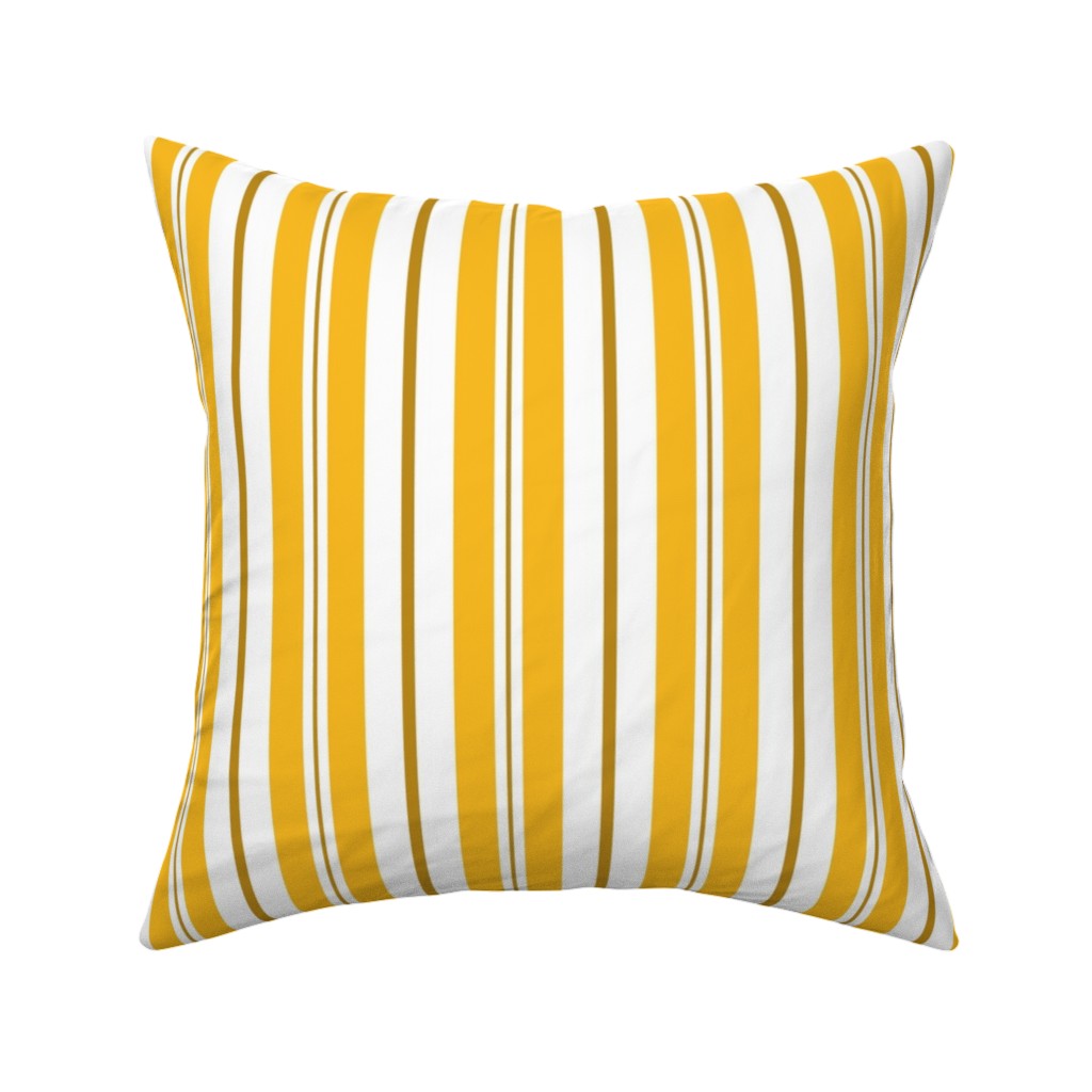 Gold White and Brown Stripes Pillow, Woven, White, 16x16, Double Sided, Yellow
