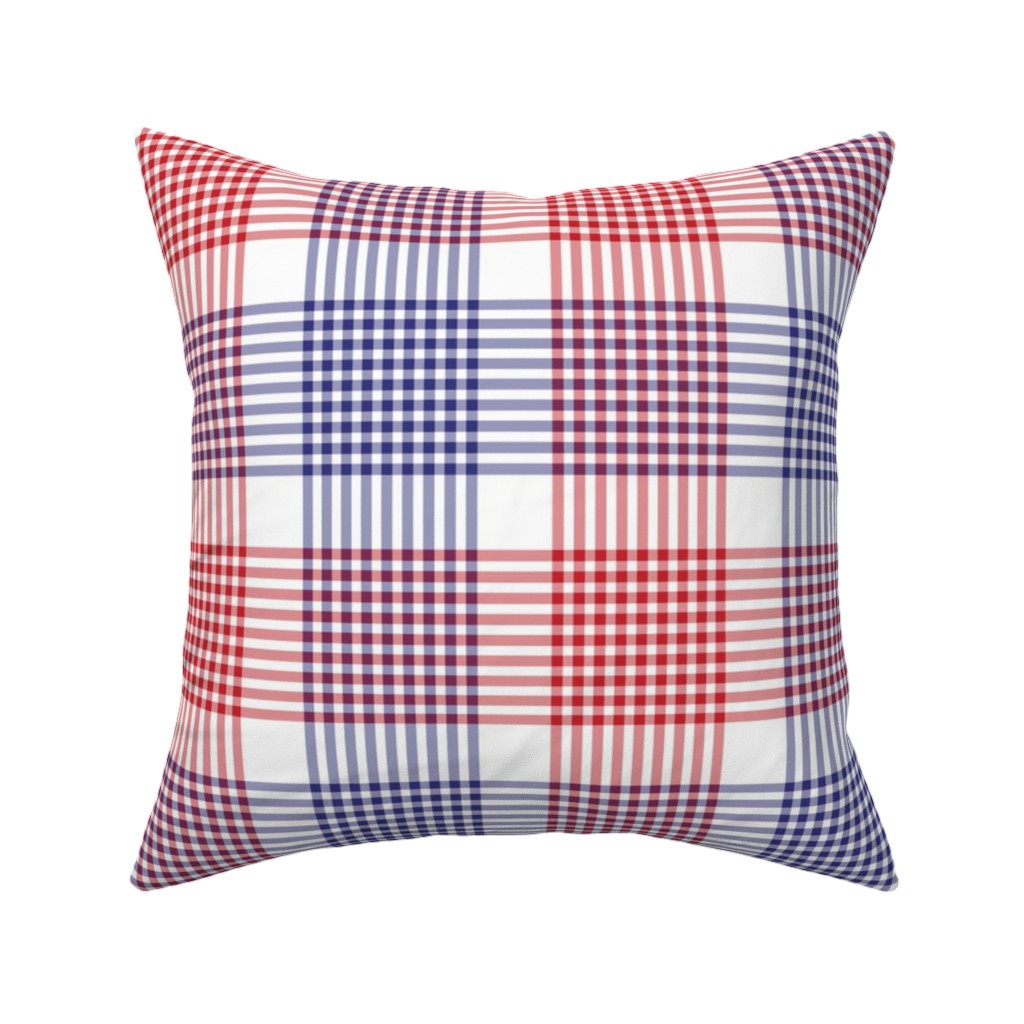 Plaid - Red, White and Blue Pillow, Woven, White, 16x16, Double Sided, Multicolor