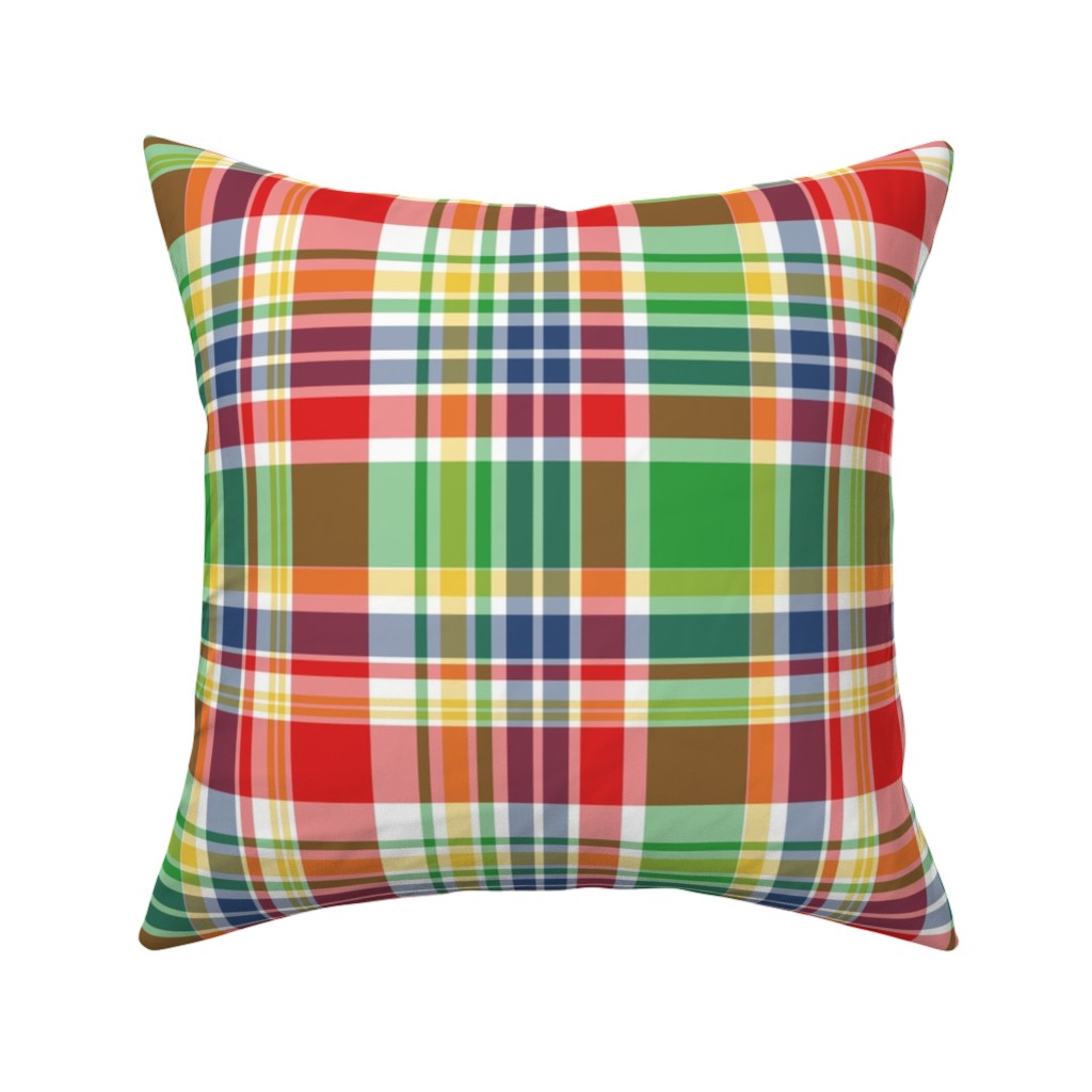 Plaid - Multi Bright Pillow, Woven, White, 16x16, Double Sided, Multicolor