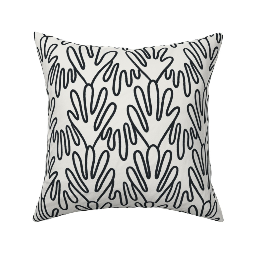 Wavy Lines - Black on White Pillow, Woven, White, 16x16, Double Sided, White