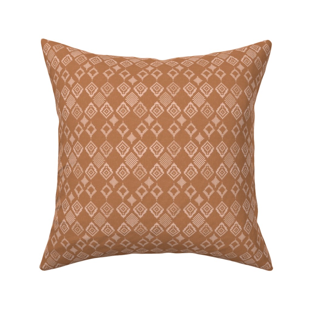 Boho Fair Isle - Rust Pillow, Woven, White, 16x16, Double Sided, Orange