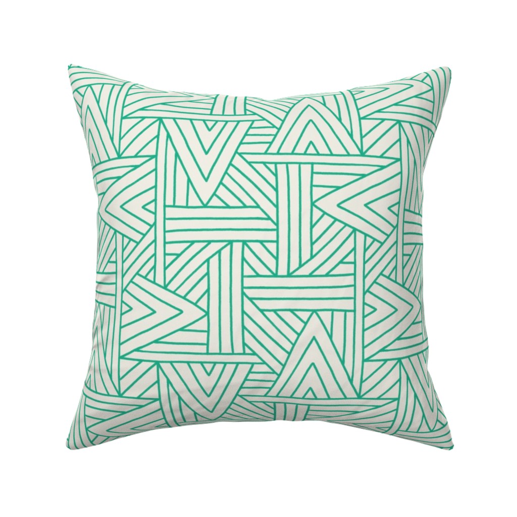 Angles - Green & White Pillow, Woven, White, 16x16, Double Sided, Green, Classic Green