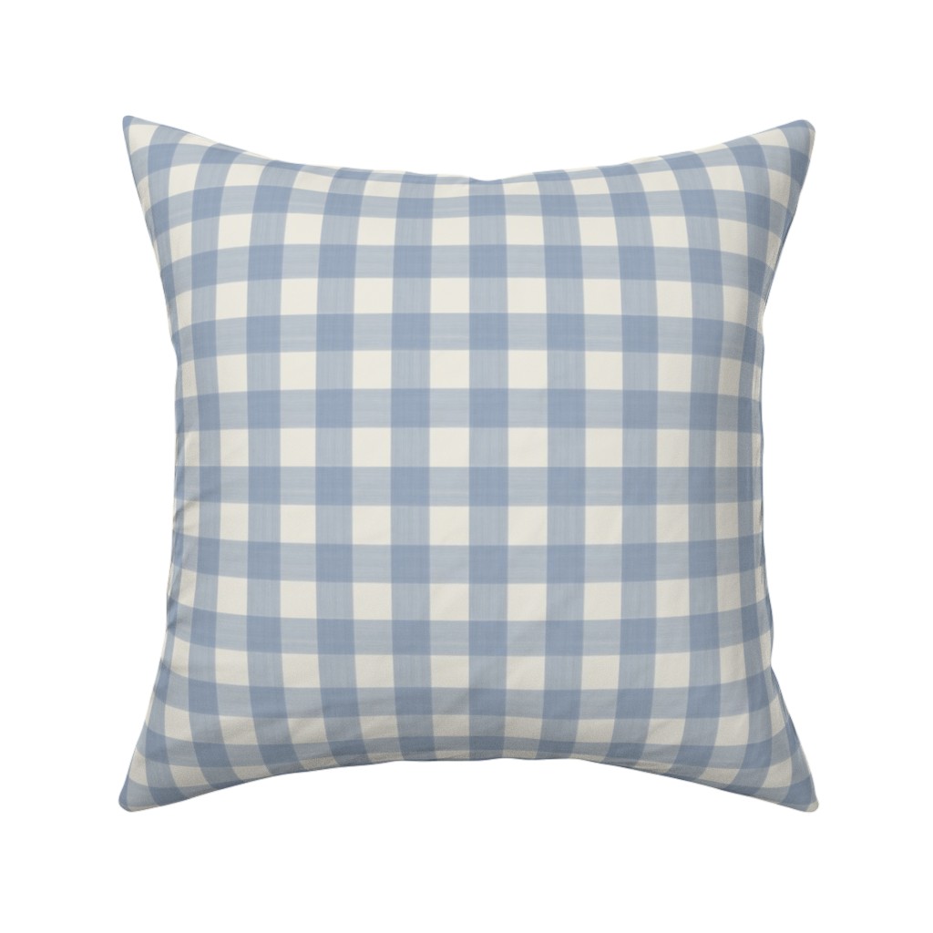 Buffalo Plaid - Soft Blue & Cream Pillow, Woven, White, 16x16, Double Sided, Blue, True Blue