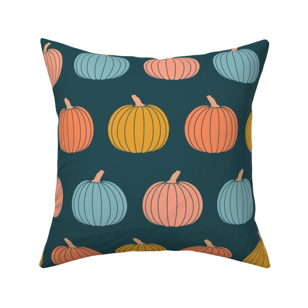 Colorful Halloween - Teal and Orange Pillow, Woven, White, 16x16, Double Sided, Multicolor