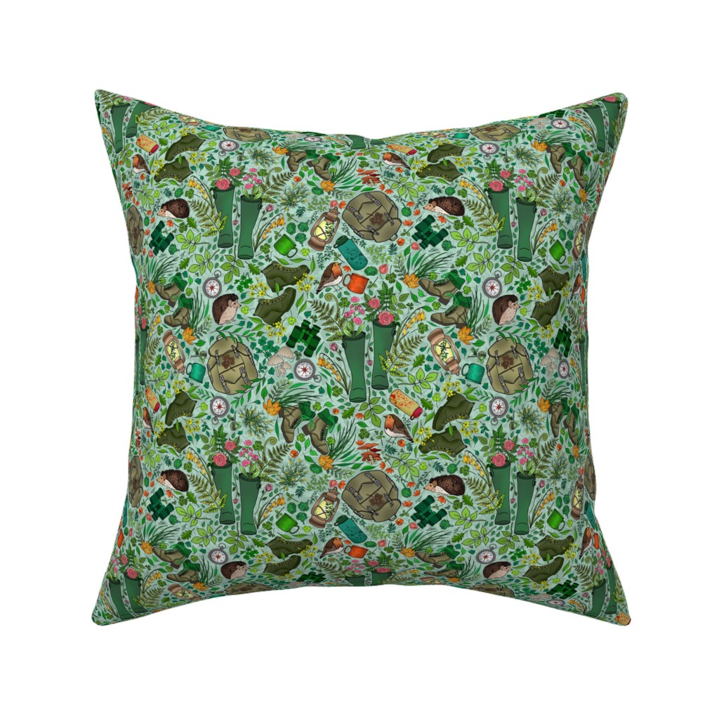 Hike Across the Emerald Isle - Multicolor Pillow, Woven, White, 16x16, Double Sided, Green, Classic Green