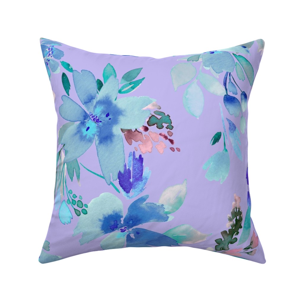 Very Peri Summer Floral - Purple Pillow, Woven, White, 16x16, Double Sided, Purple