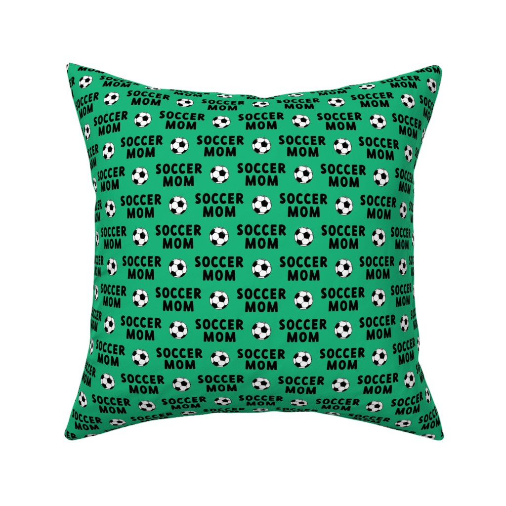 Soccer Mom - Green Pillow, Woven, White, 16x16, Double Sided, Green