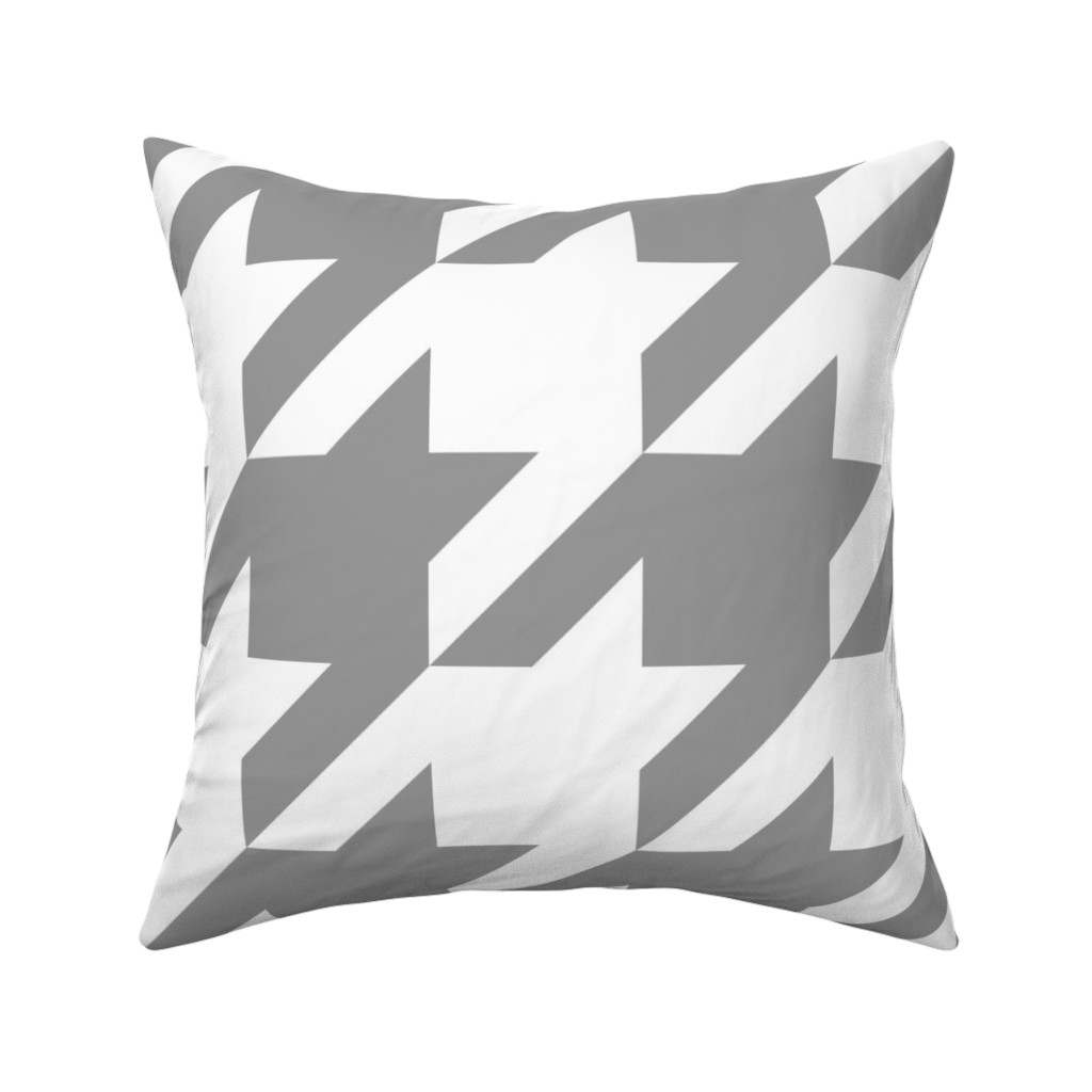 Modern Houndstooth Check - Grey and White Pillow, Woven, White, 16x16, Double Sided, Gray