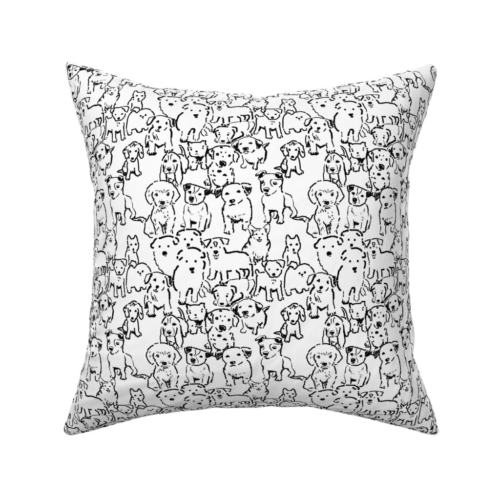 Puppies Pillow, Woven, White, 16x16, Double Sided, White, White