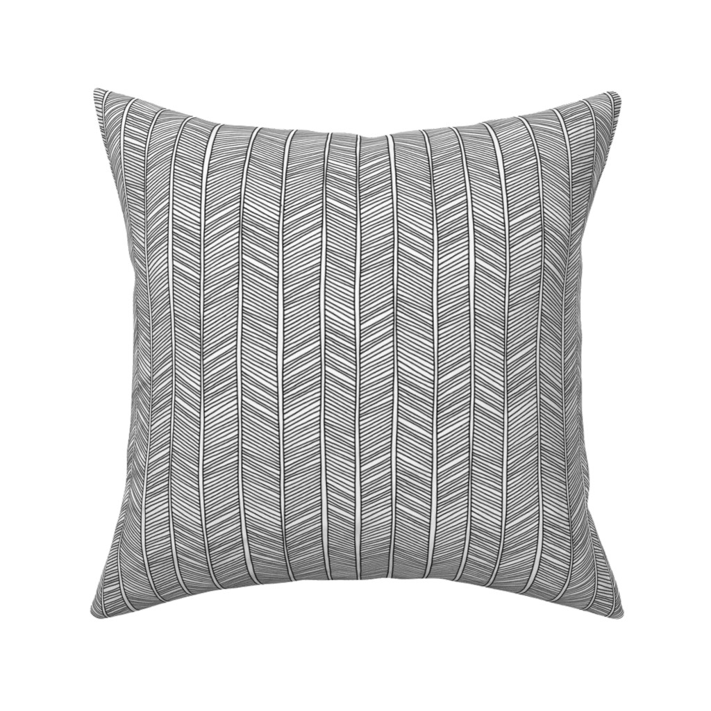 Vines + Lines - Neutral Pillow, Woven, White, 16x16, Double Sided, Black
