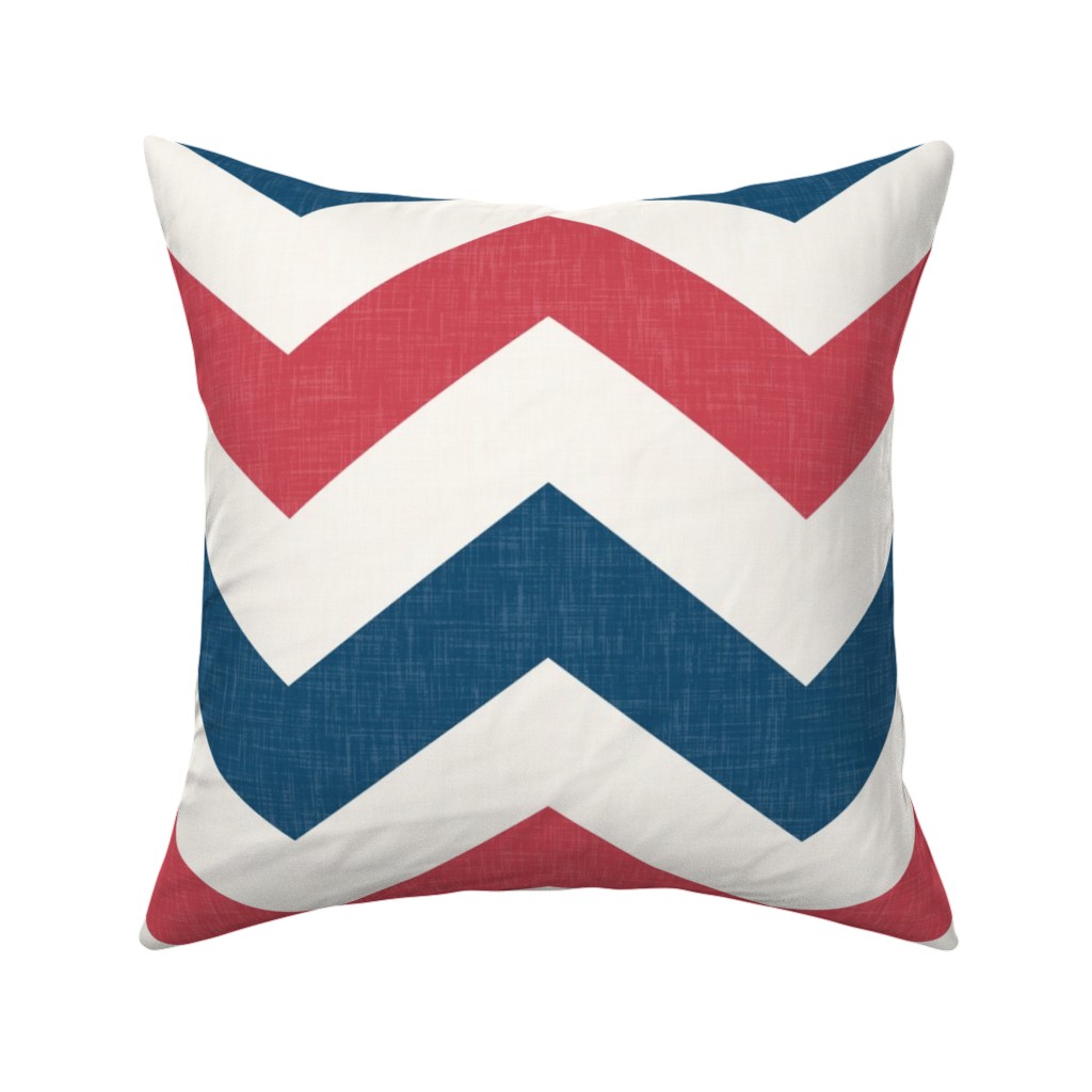 Bold Chevron - Red and Blue Pillow, Woven, White, 16x16, Double Sided, Multicolor