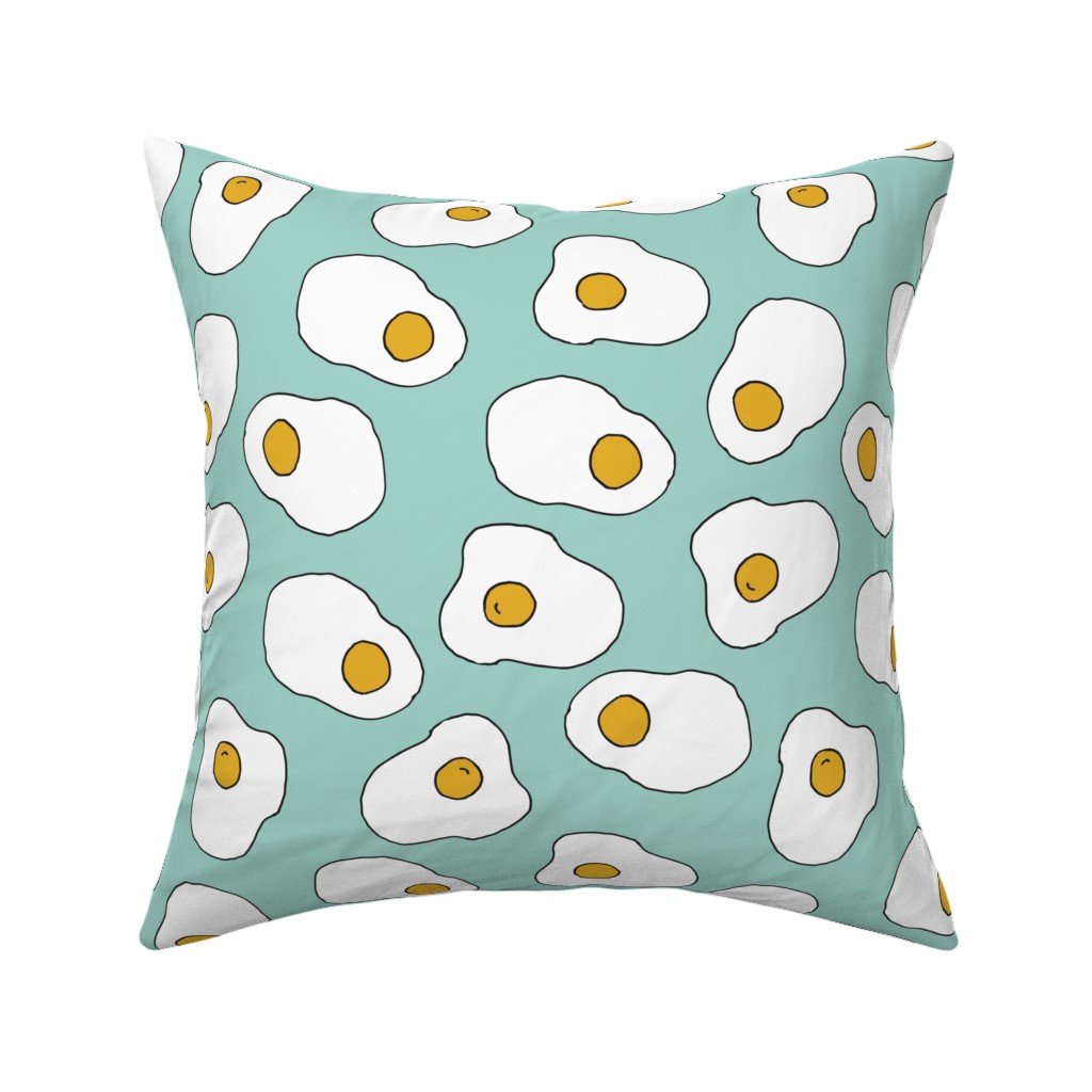 Eggs - Mint Green Pillow, Woven, White, 16x16, Double Sided, Green, Classic Green