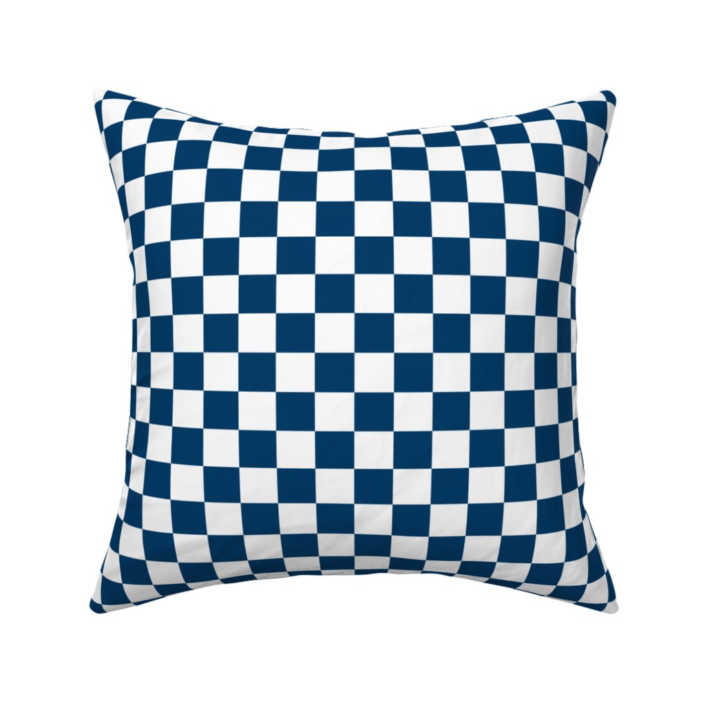 Wonderland Checkerboard - Lonely Angel Blue & White Pillow, Woven, White, 16x16, Double Sided, Blue, True Blue