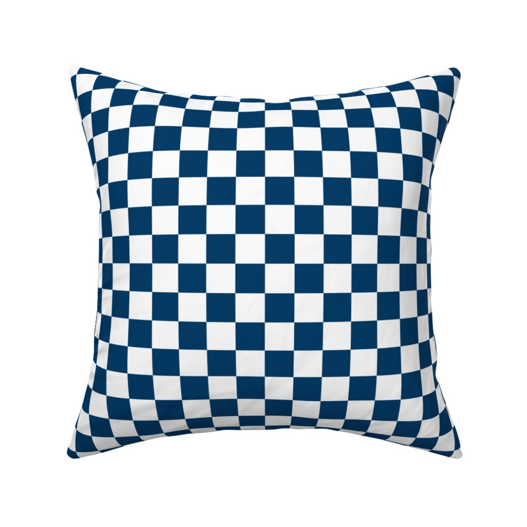 Wonderland Checkerboard - Lonely Angel Blue & White Pillow, Woven, White, 16x16, Double Sided, Blue