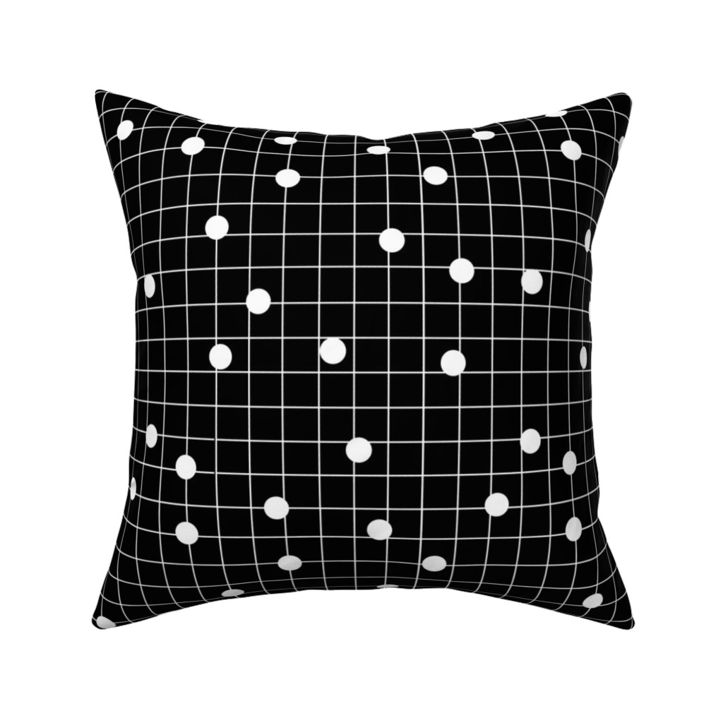 Dot Line - Black and White Pillow, Woven, White, 16x16, Double Sided, Black