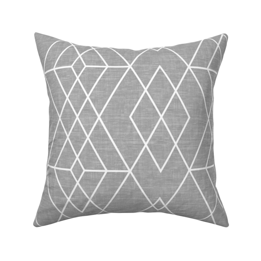 Geometric Grid - Gray Pillow, Woven, White, 16x16, Double Sided, Gray