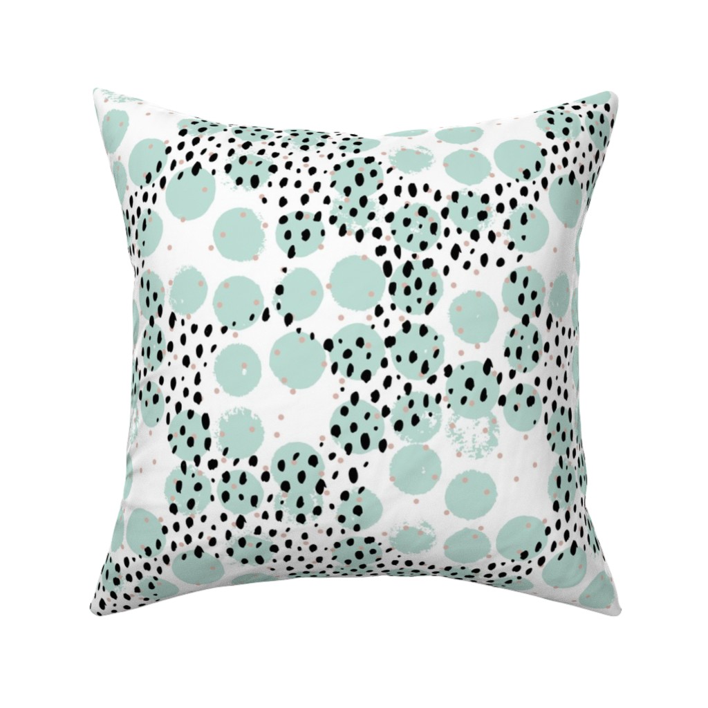 Abstract Rain - Green Pillow, Woven, White, 16x16, Double Sided, Green