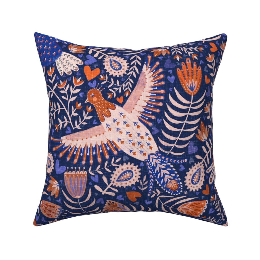 All My Birds - Blue Pillow, Woven, White, 16x16, Double Sided, Blue