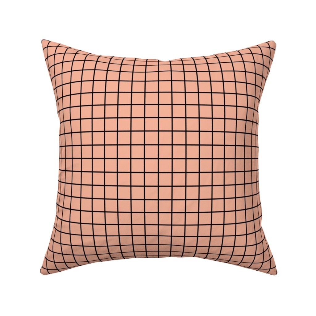 Square Grid Pillow, Woven, White, 16x16, Double Sided, Pink, Dusk Pink