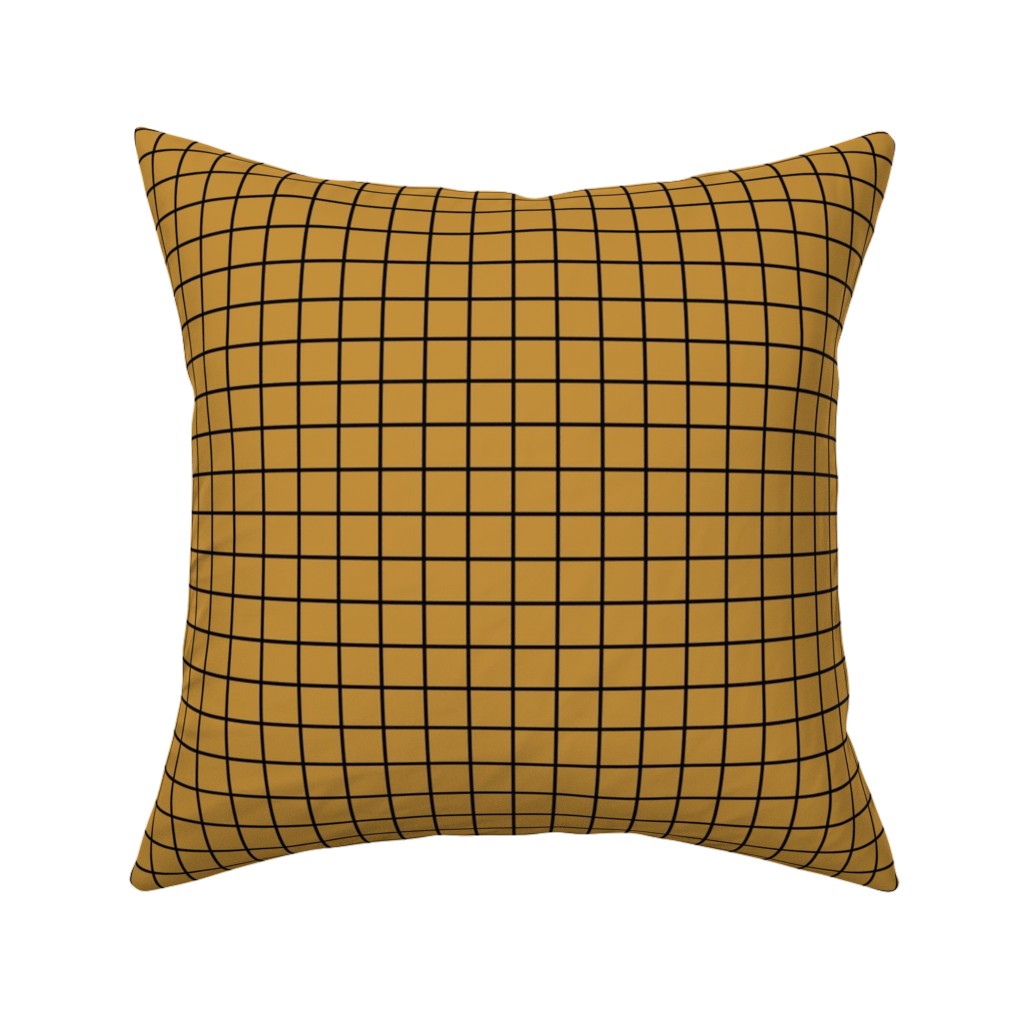 Square Grid Pillow, Woven, White, 16x16, Double Sided, Brown
