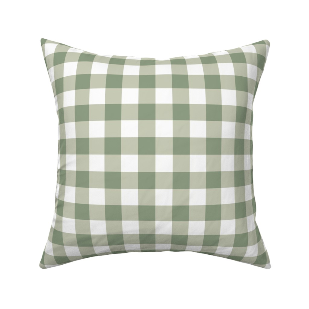 Plaid - Green Pillow, Woven, White, 16x16, Double Sided, Green