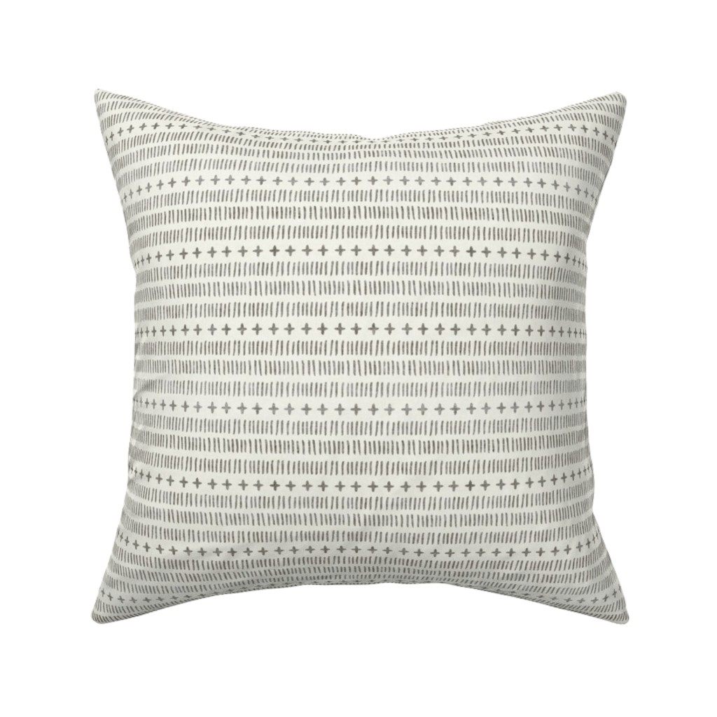 Modern Farmhouse Dash - Light Pillow, Woven, White, 16x16, Double Sided, Beige