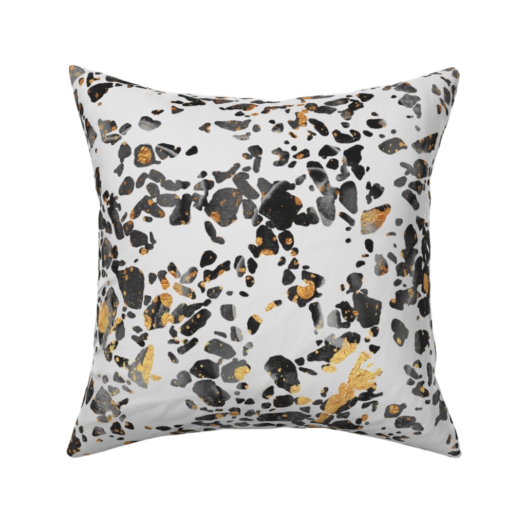 Gold Speckled Terrazzo Pillow, Woven, White, 16x16, Double Sided, Black