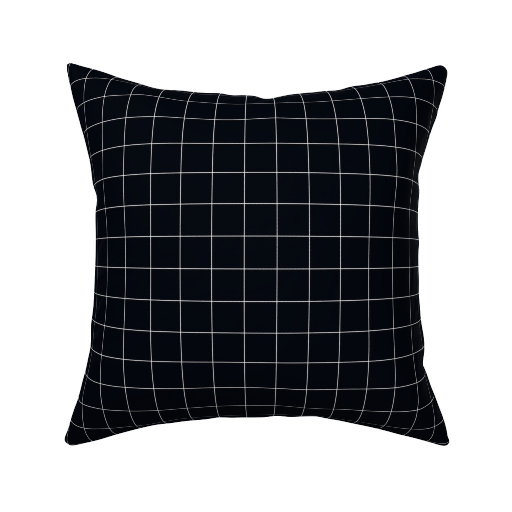 Grid - Black Ad White Pillow, Woven, White, 16x16, Double Sided, Black