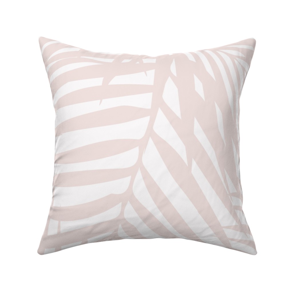 Fronds - Petal Pink Pillow, Woven, White, 16x16, Double Sided, Pink