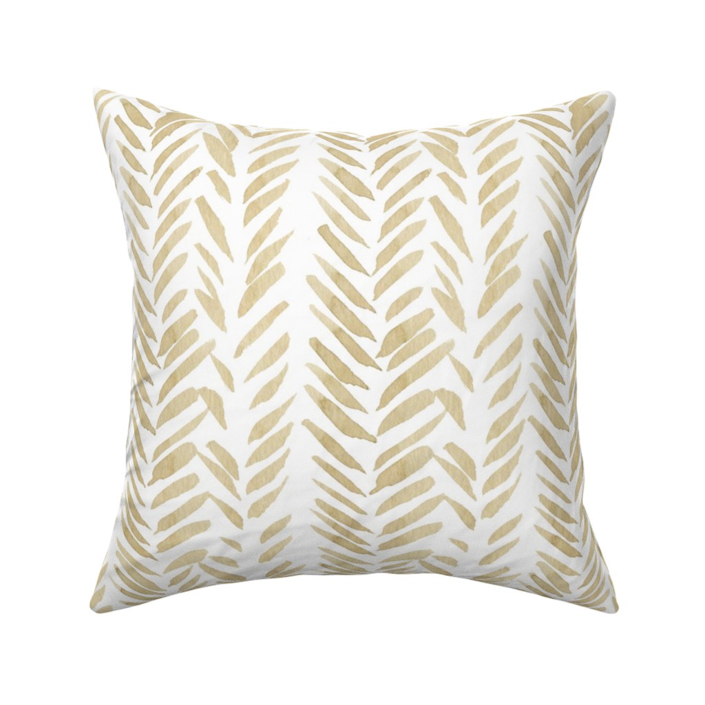 Leaf - Gold Pillow, Woven, White, 16x16, Double Sided, Yellow