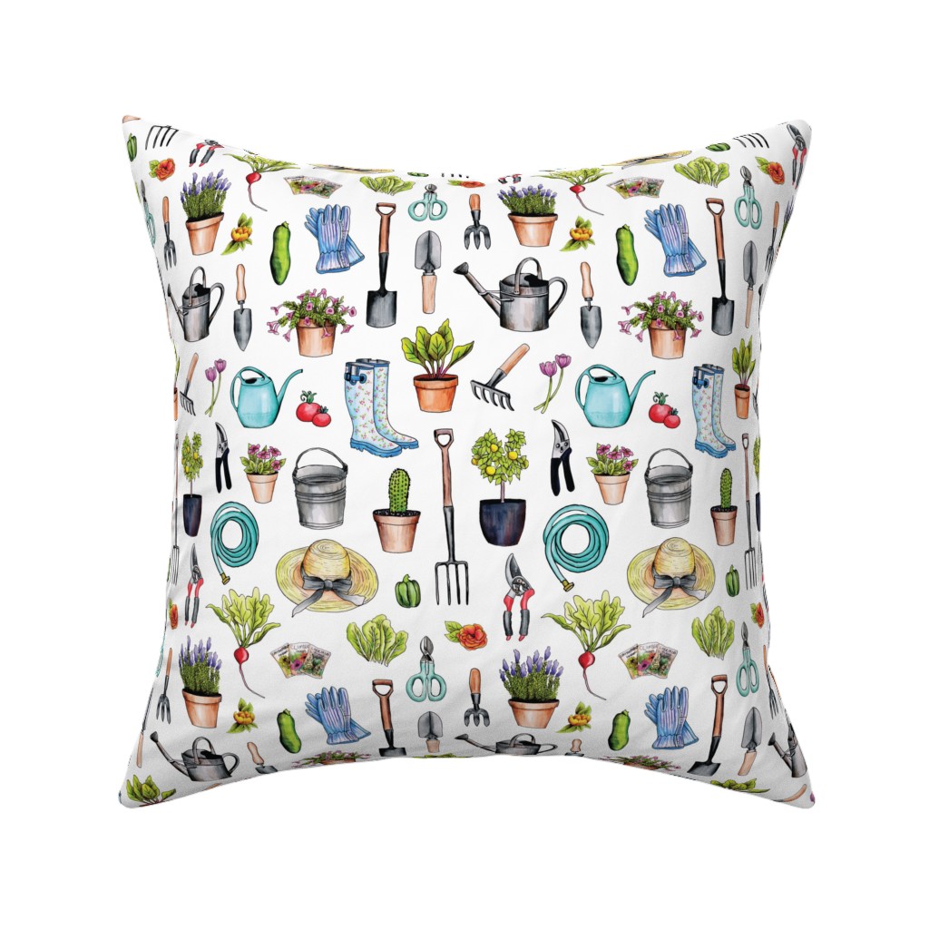 Garden Gear - Multicolor Pillow, Woven, White, 16x16, Double Sided, Multicolor