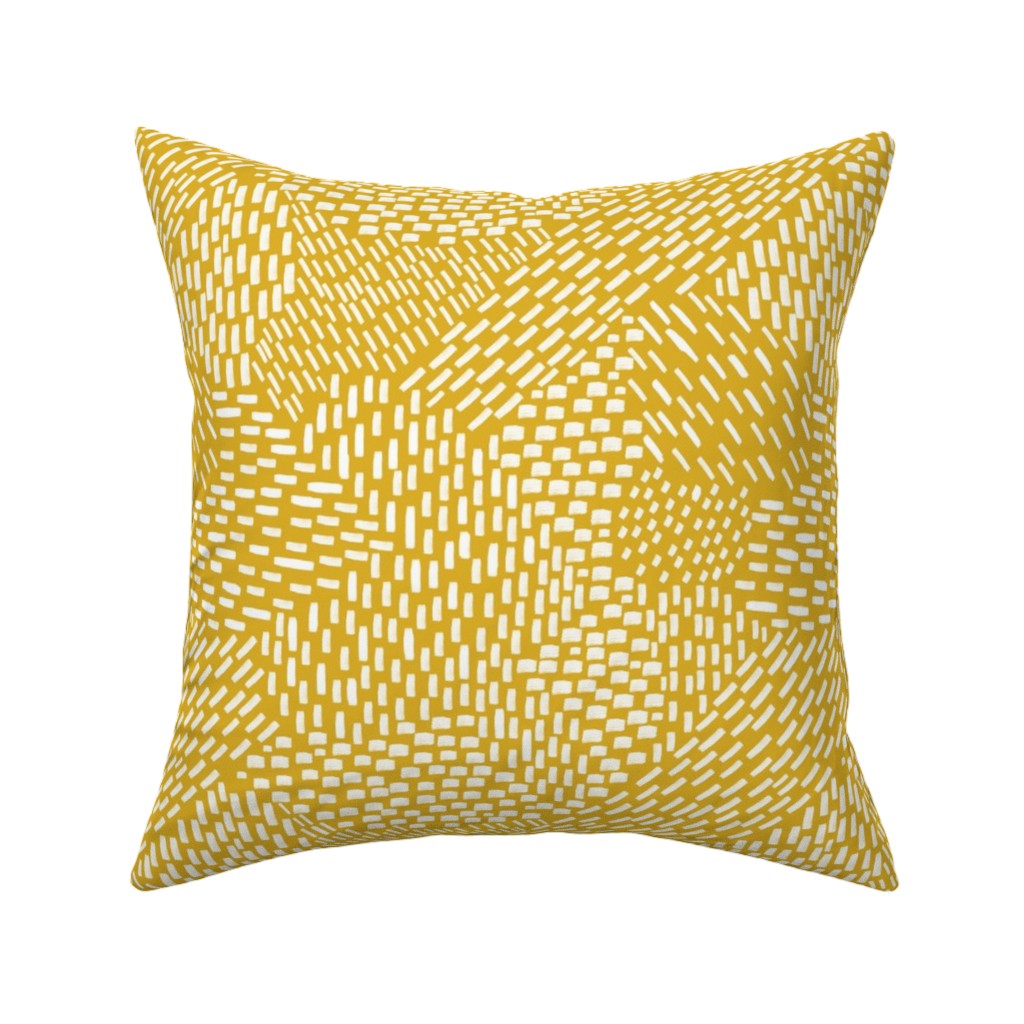 Abstract Brushstrokes Pillow, Woven, White, 16x16, Double Sided, Yellow, Marigold