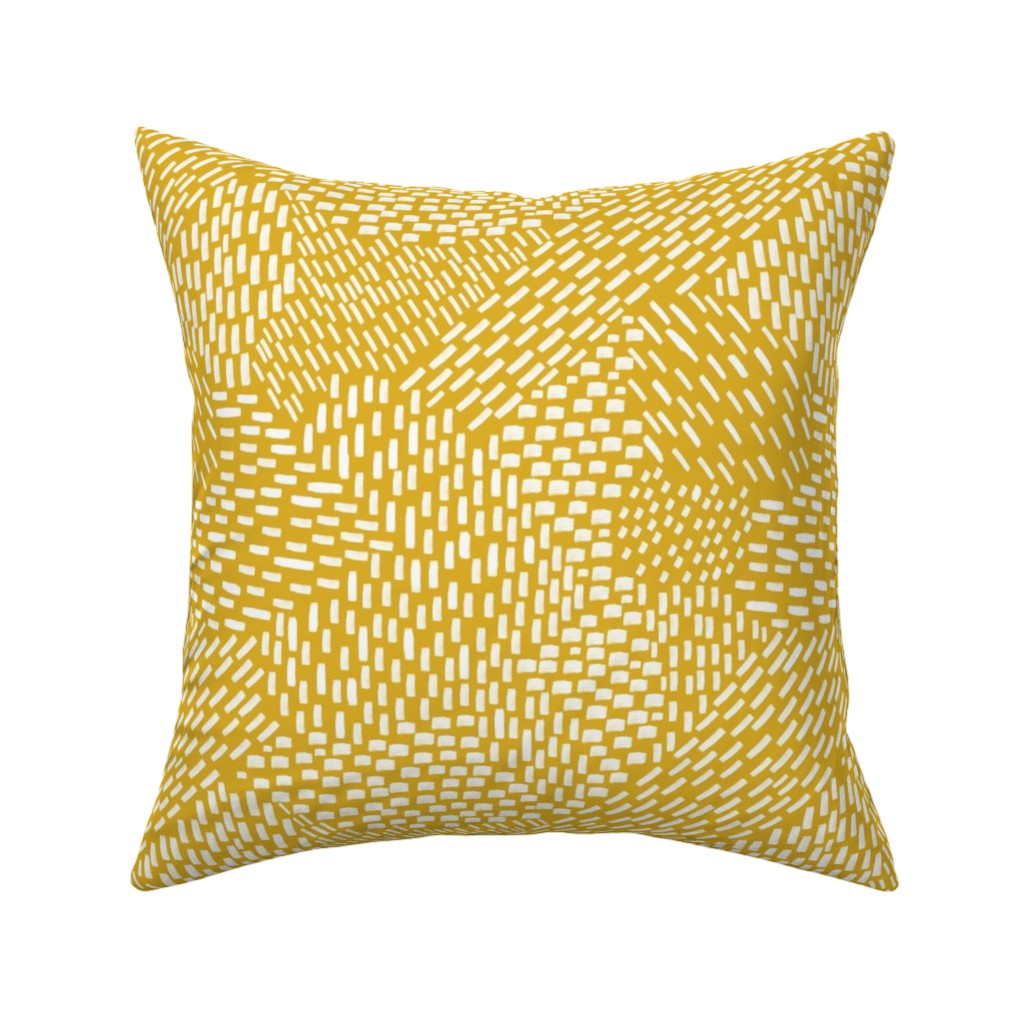 Abstract Brushstrokes Pillow, Woven, White, 16x16, Double Sided, Yellow