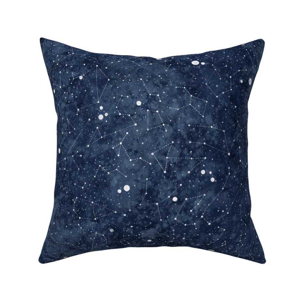 Star Constellations - Blue Pillow, Woven, White, 16x16, Double Sided, Blue