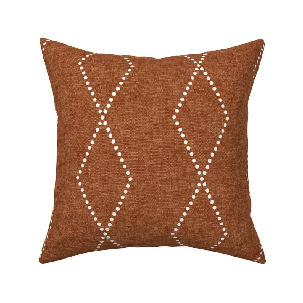 Geometric Diamond - Ginger Pillow, Woven, White, 16x16, Double Sided, Brown, Brown