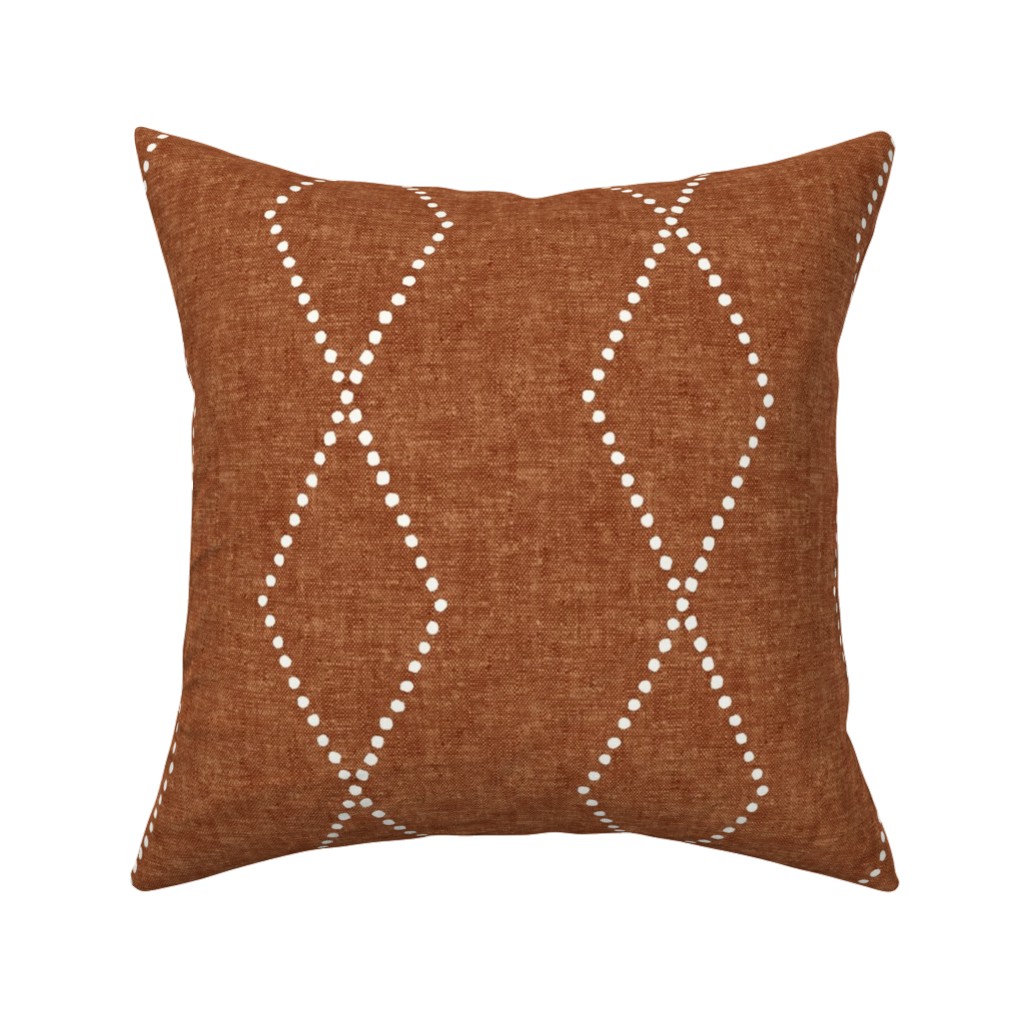 Geometric Diamond - Ginger Pillow, Woven, White, 16x16, Double Sided, Brown