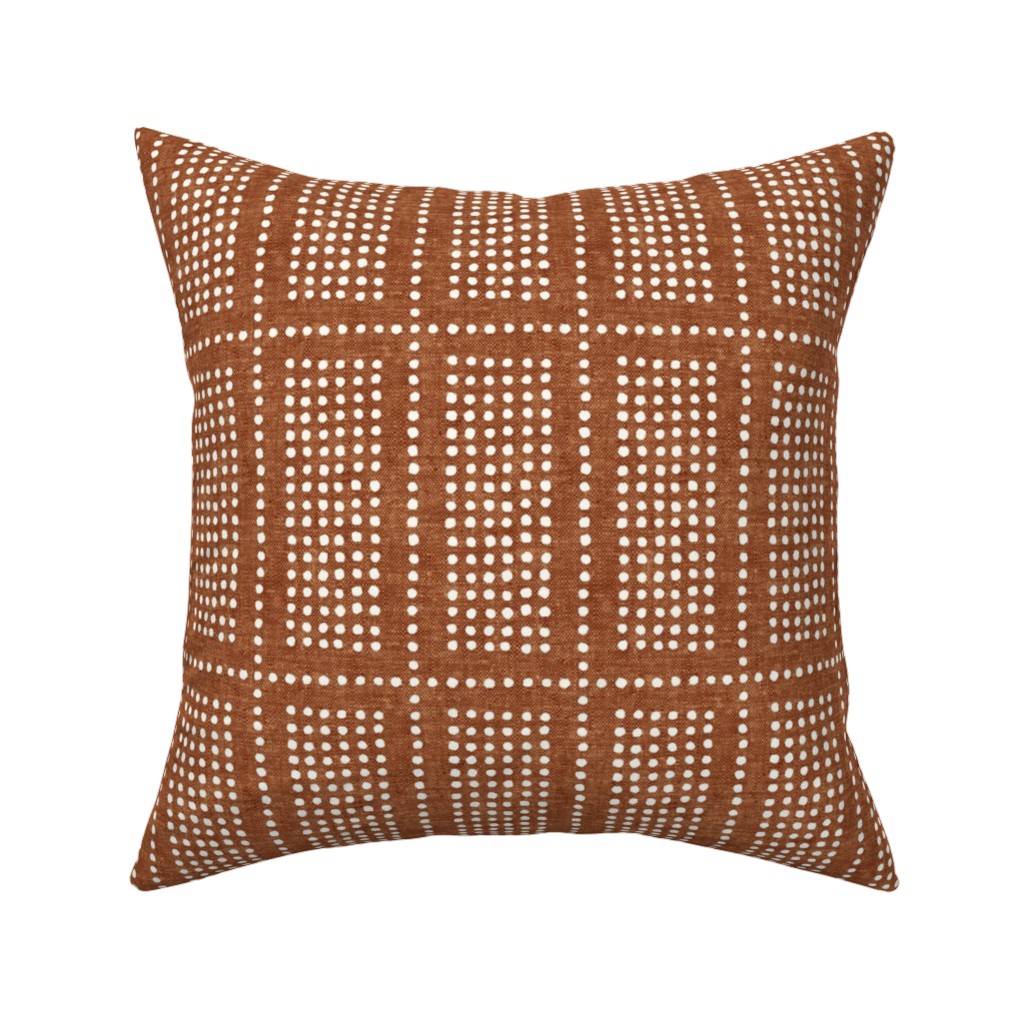 Dotty Boho Geometric - Ginger Pillow, Woven, White, 16x16, Double Sided, Orange