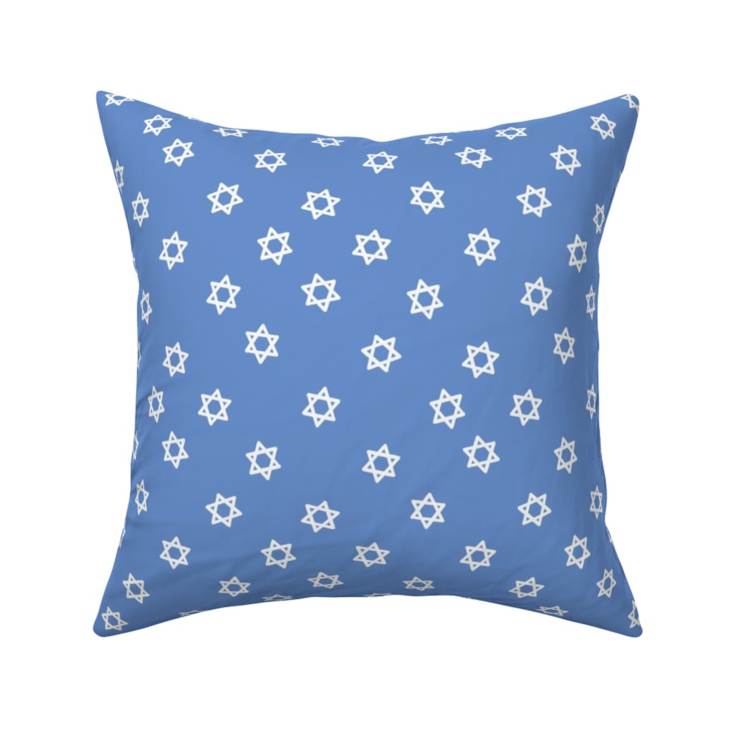 Star of David - White & Blue Pillow, Woven, White, 16x16, Double Sided, Blue