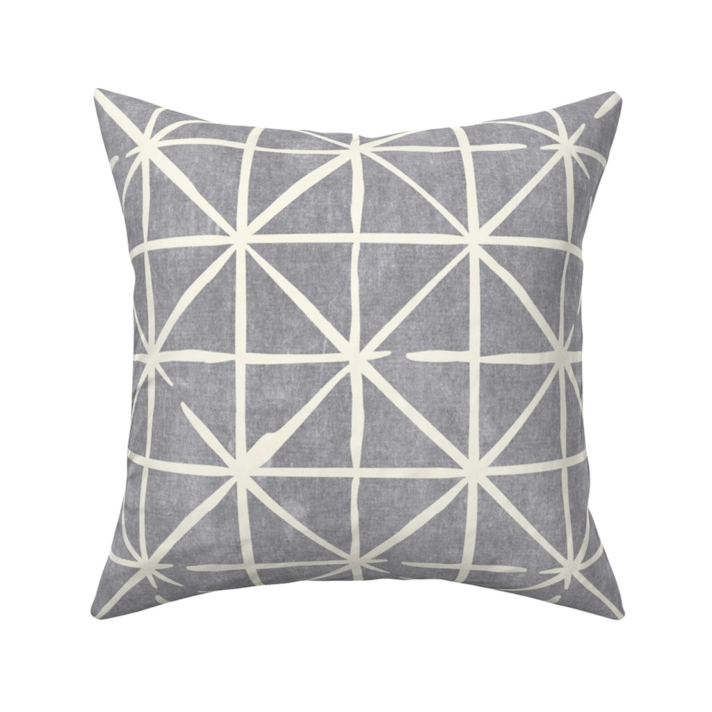 Geometric Triangles - Distressed - Grey Pillow, Woven, White, 16x16, Double Sided, Gray, Gray