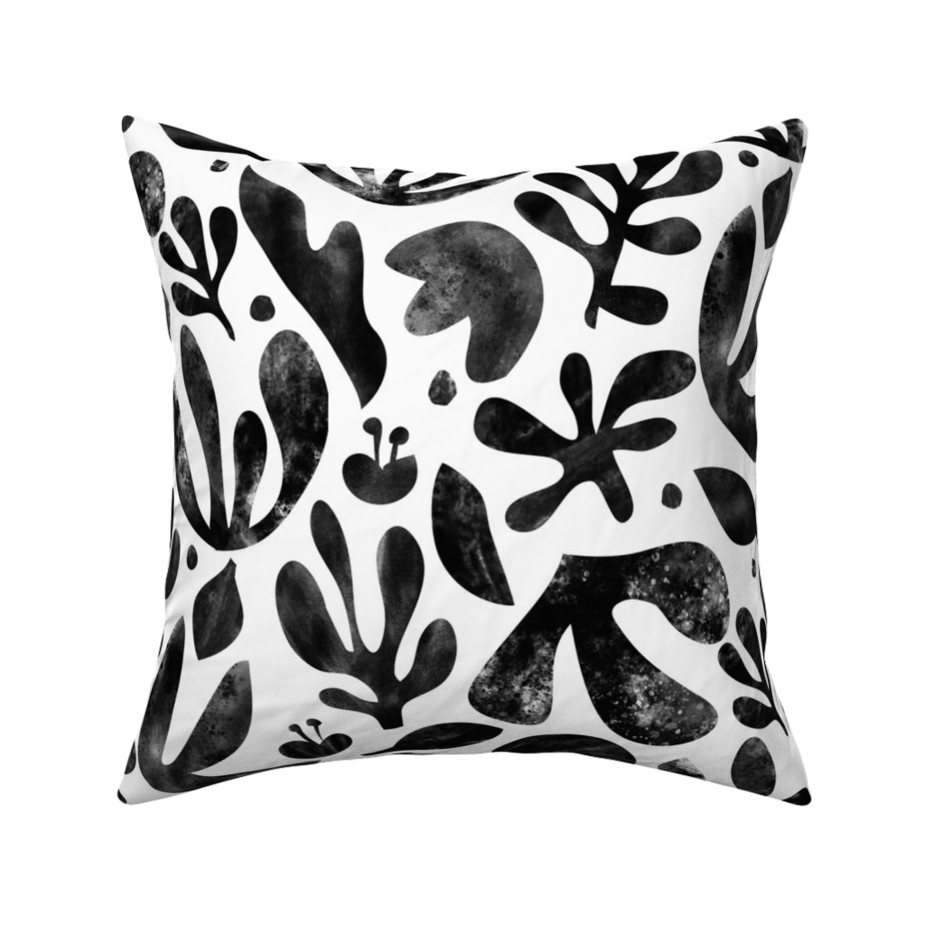 Flower Cutouts - Light Pillow, Woven, White, 16x16, Double Sided, Black