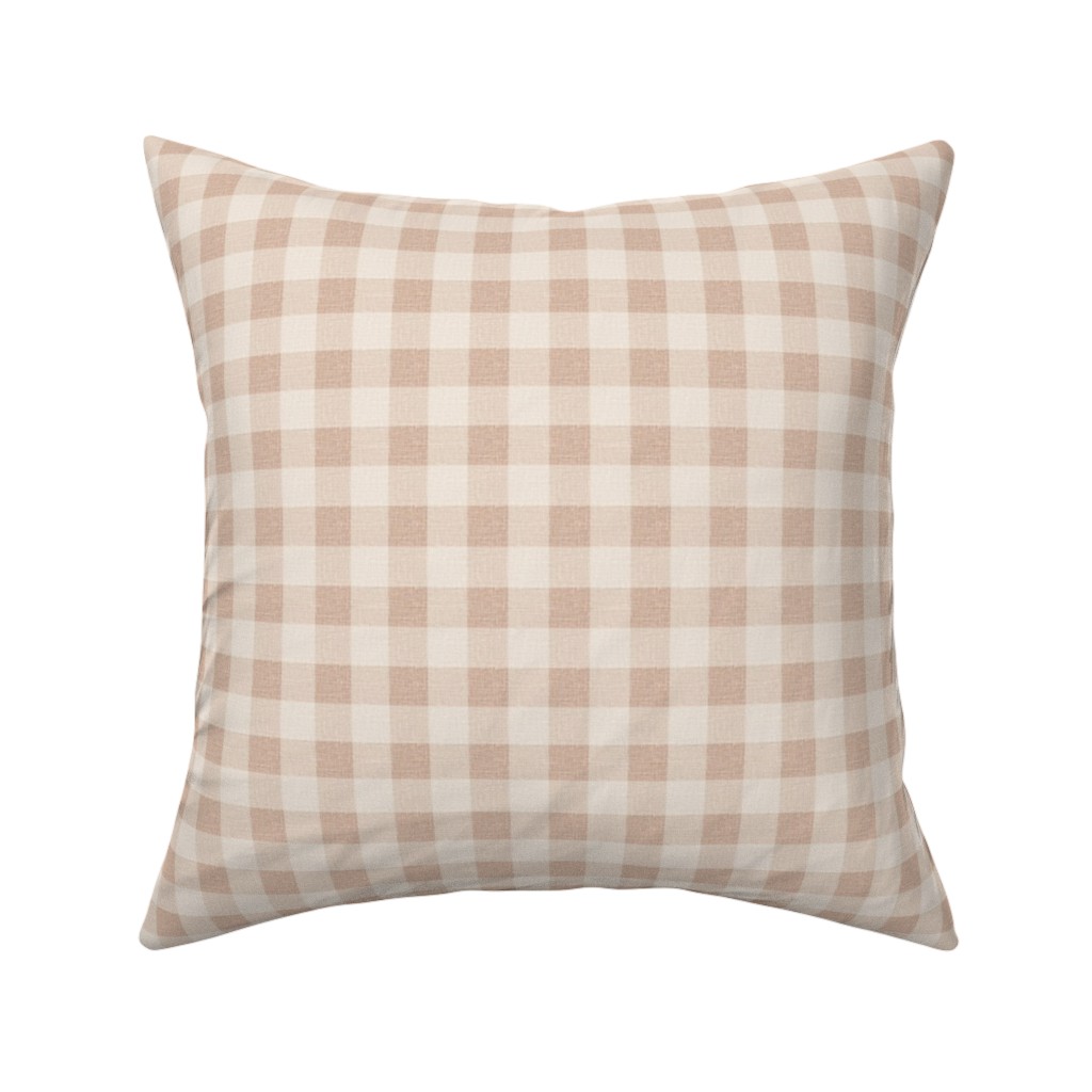 Gingham in Dusty Blush Pinks Pillow, Woven, White, 16x16, Double Sided, Pink, Bright Pink