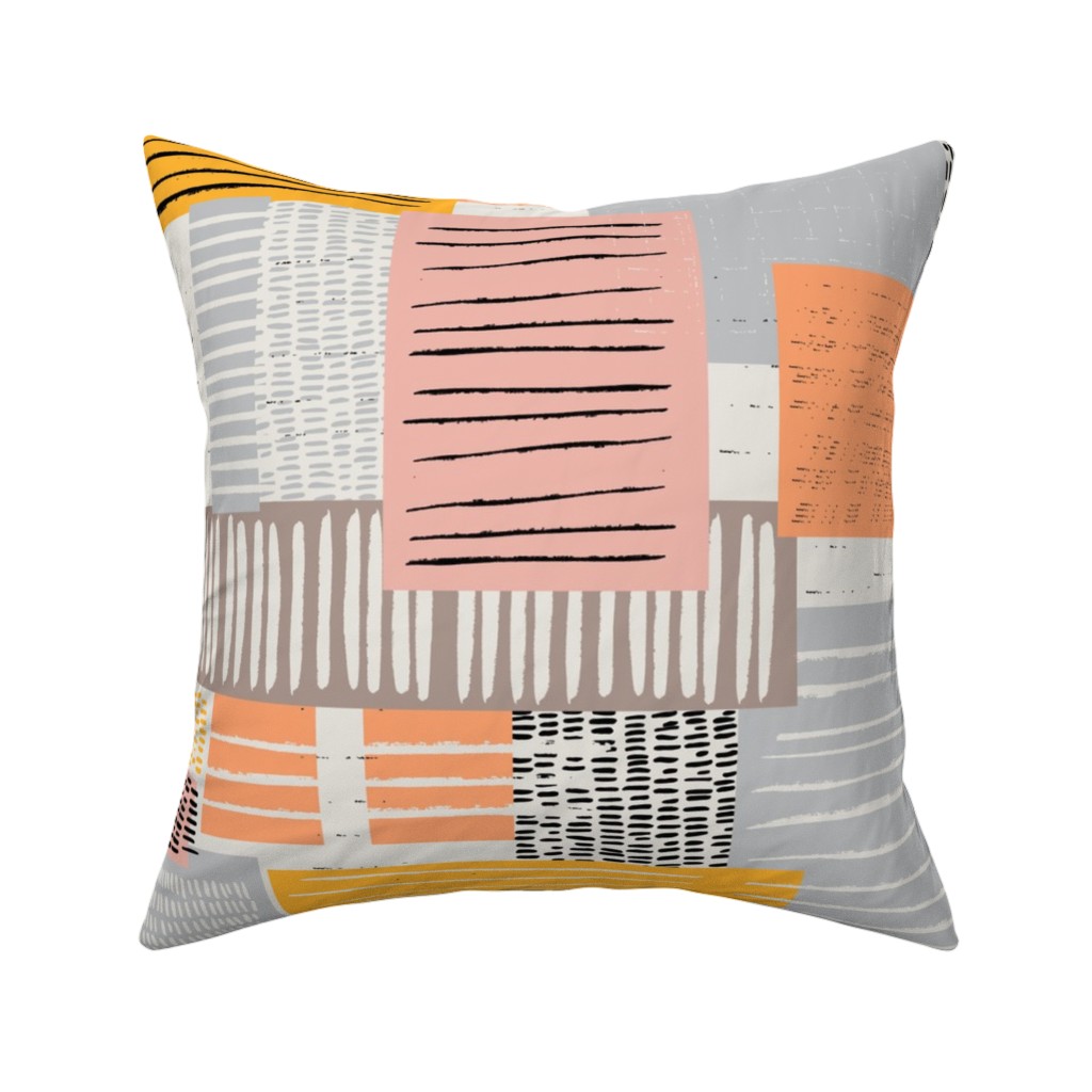 Textured Color Blocks - Multi Pillow, Woven, White, 16x16, Double Sided, Multicolor