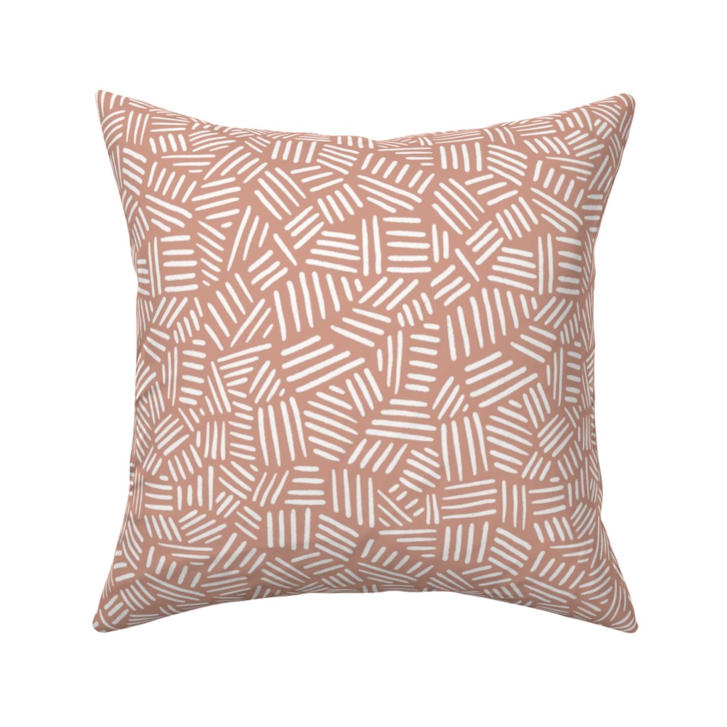 Dashes - Pink Pillow, Woven, White, 16x16, Double Sided, Pink, Bright Pink