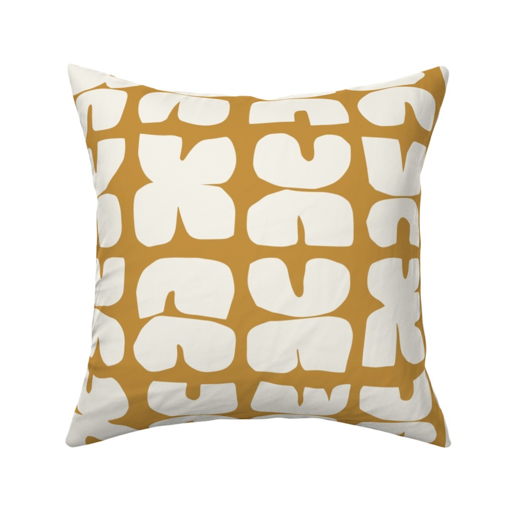Xpot Block Print - Yellow and Cream Pillow, Woven, White, 16x16, Double Sided, Yellow