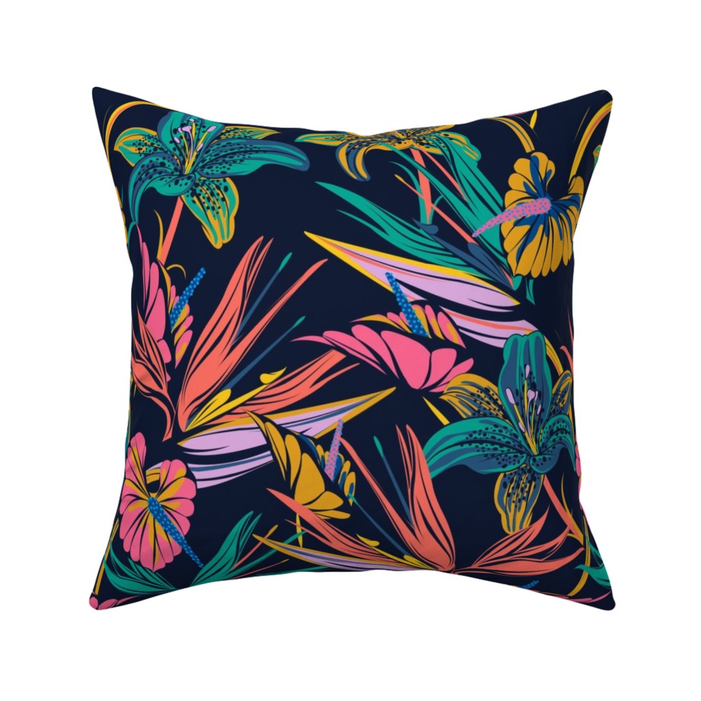 Electric Paradise Pillow, Woven, White, 16x16, Double Sided, Multicolor