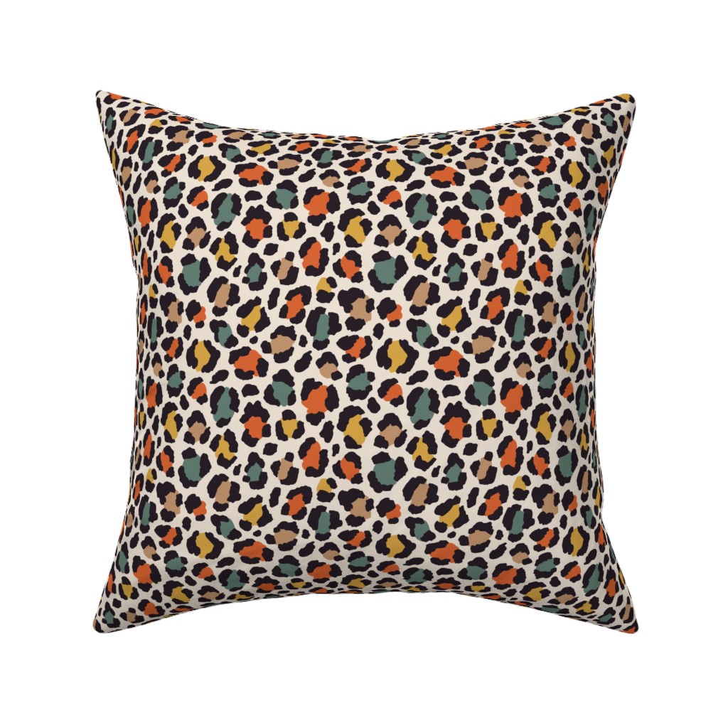Colored Leopard Print - Mulit Pillow, Woven, White, 16x16, Double Sided, Multicolor