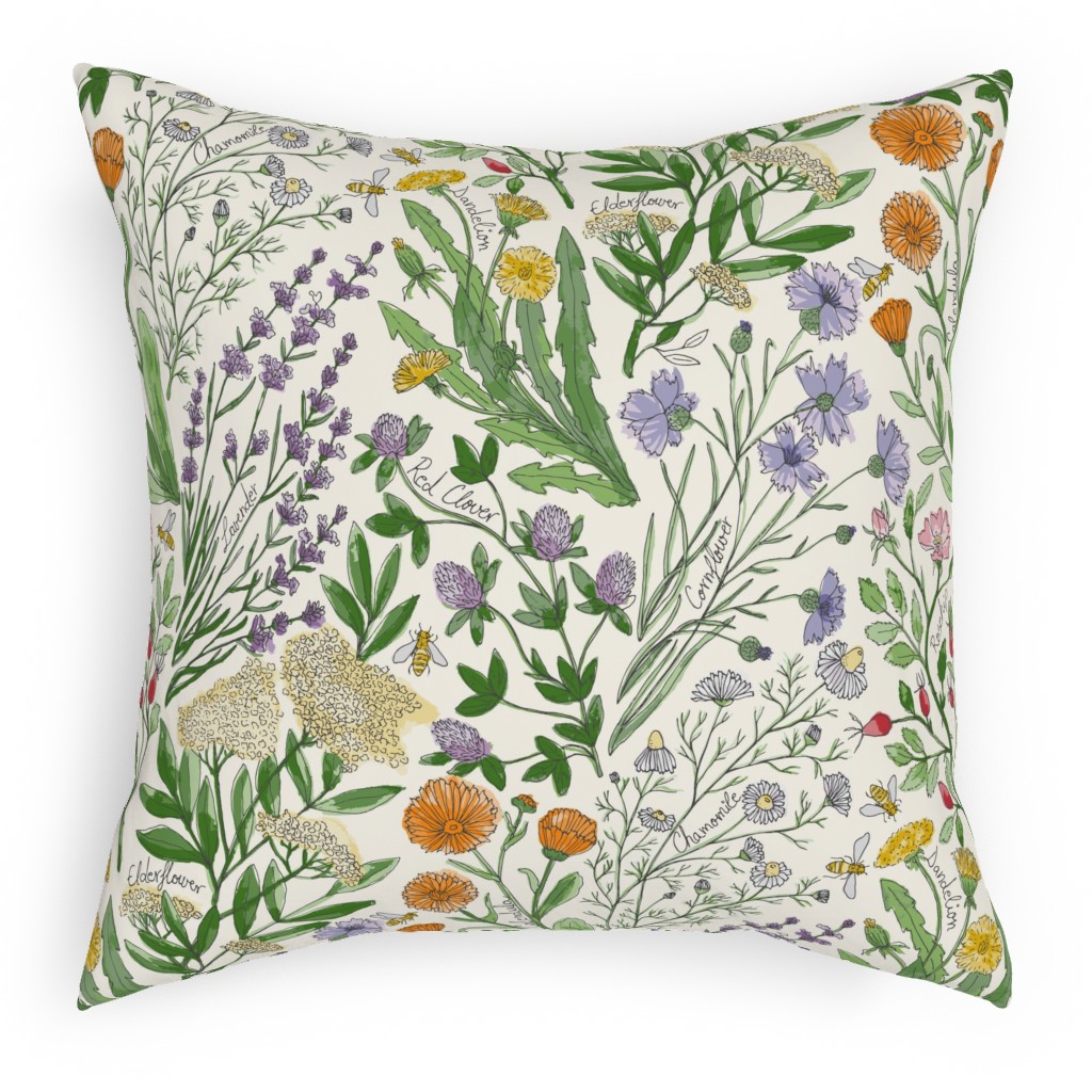 Wildflowers - Multi Pillow, Woven, White, 18x18, Double Sided, Multicolor